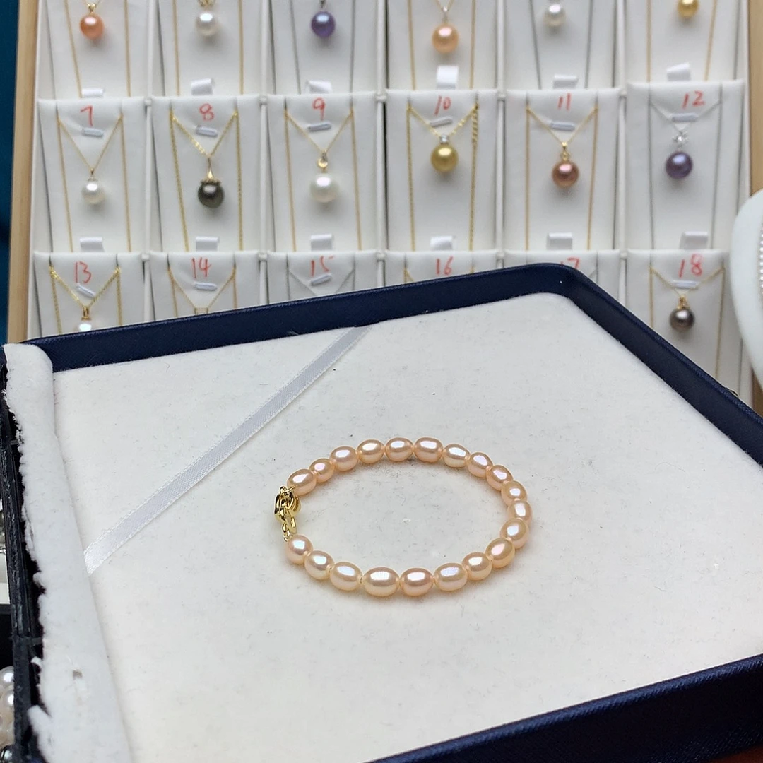 手绳银S925镶嵌淡水珍珠