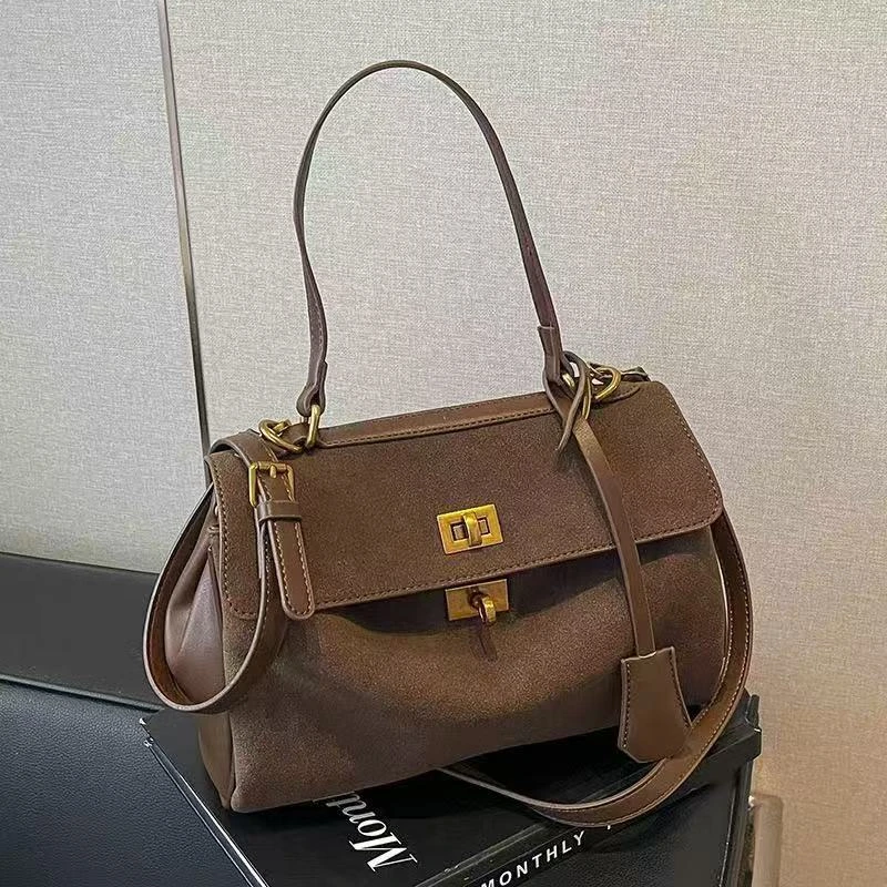 秋冬复古麂皮绒女包时尚百搭大容量单肩斜挎包A0539