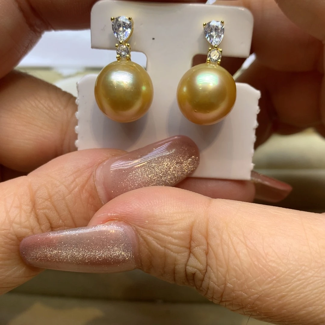 银S925镶嵌耳饰海水珍珠