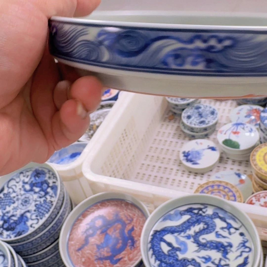 瓷片青花铠甲龙大壶乘微瑕