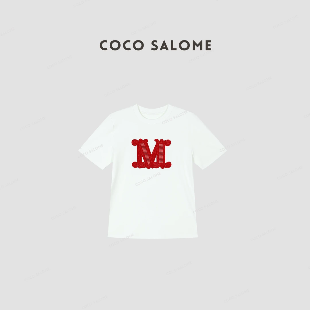 COCO SALOME⑥【M短袖】2025早春刺绣休闲设计师百搭圆领短袖672J