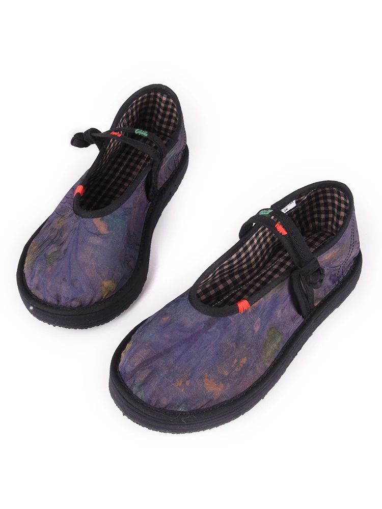 【残次品紫罗兰盘扣介意勿拍】25年单鞋千层底民族风盘扣平底