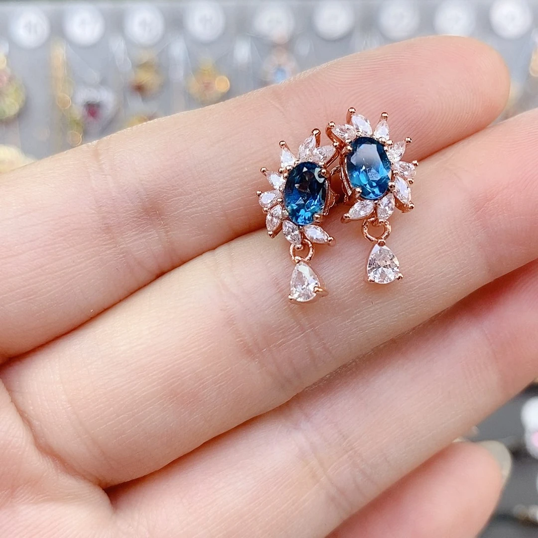 银S925镶嵌耳饰托帕石