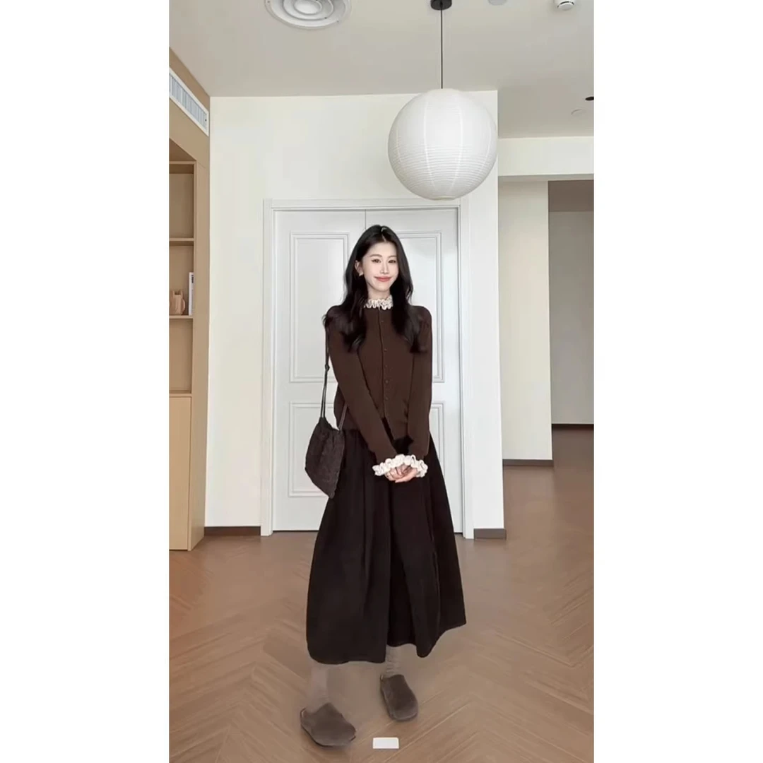 秋季套装女装2025新款高级感御姐范针织开衫外套直筒休闲裤两件套