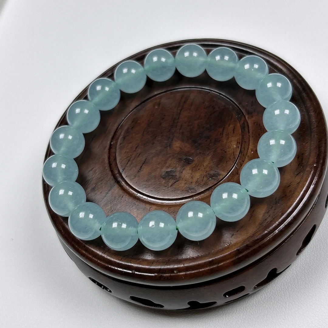 卡10缅料蓝冰圆珠手串-多样性发其一