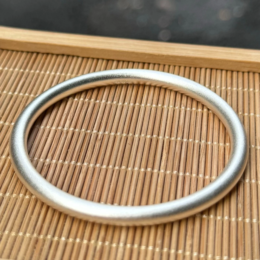 足银手镯 2号古法素圈手镯