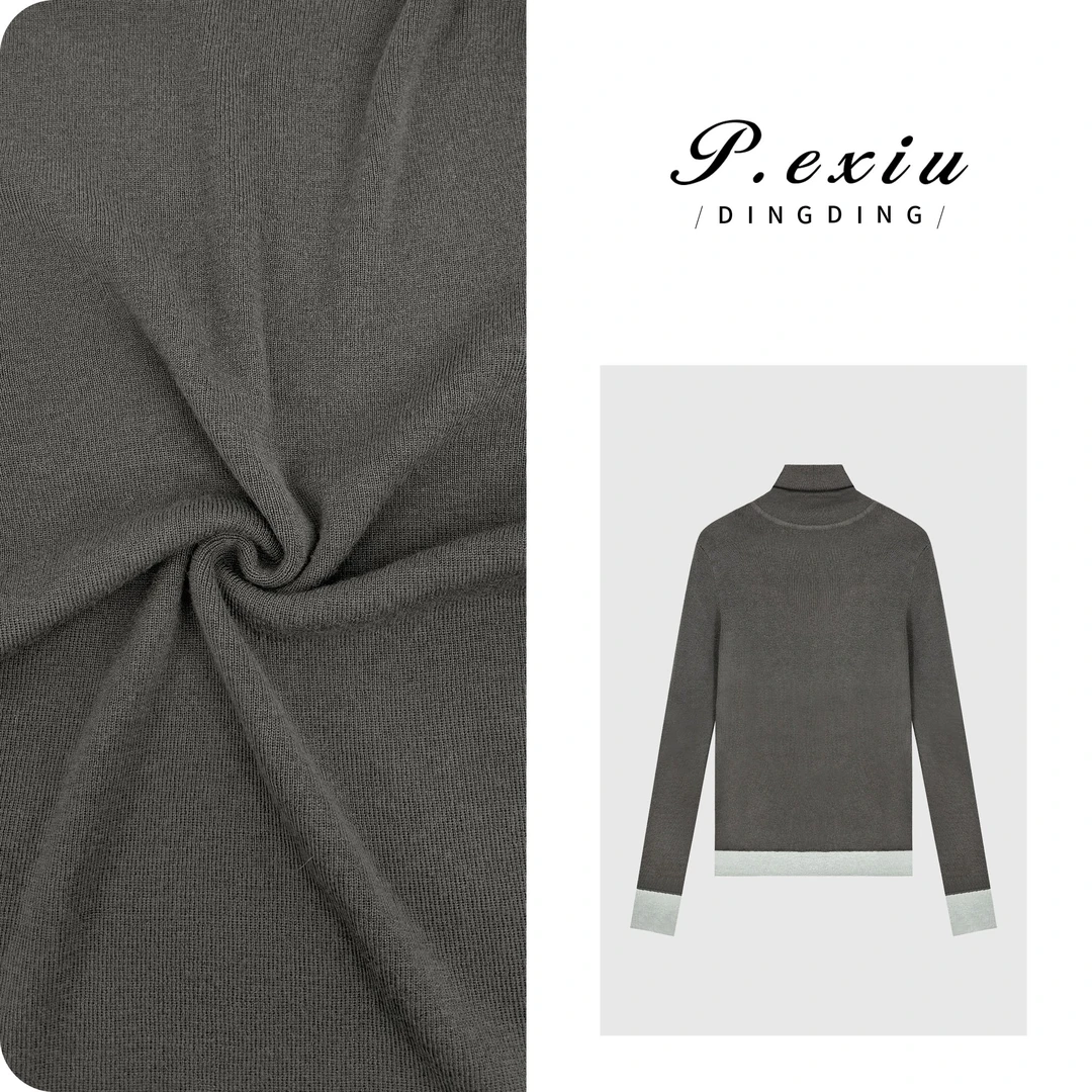 羊毛撞色修身显瘦百搭高领长袖针织上衣D431