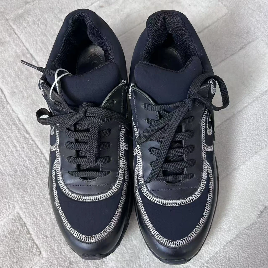 95新 Chanel/香奈儿 麦殿/拼皮运动鞋黑色38.5码/250119LDRYW26