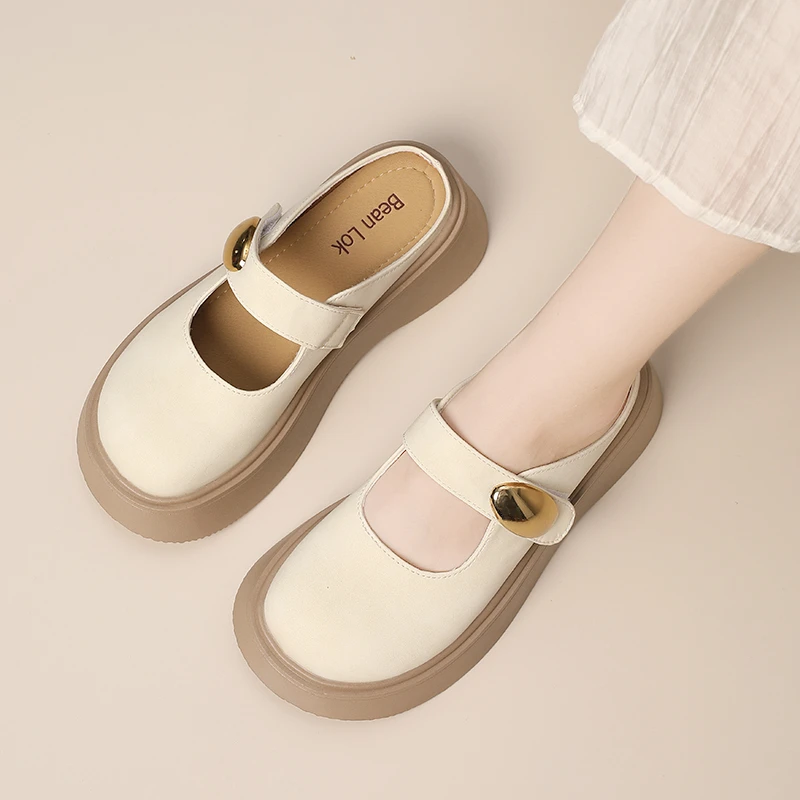 包头卡通风厚底公主风纳帕包头拖法式软底高质感穿搭玛丽珍百搭