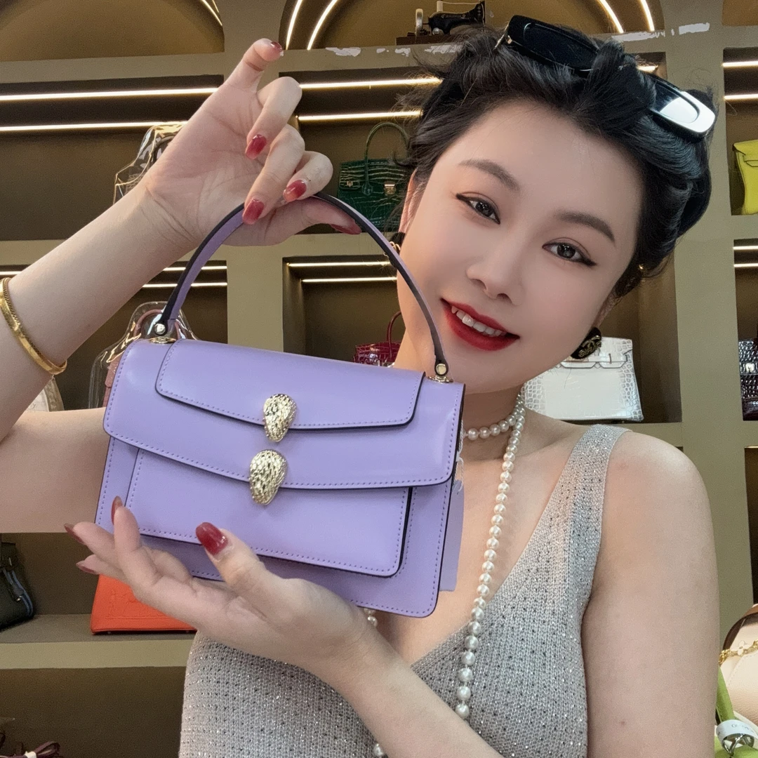 【尺寸：20*6*12】SISI原创设计高定真皮女包 C06003-罗兰紫