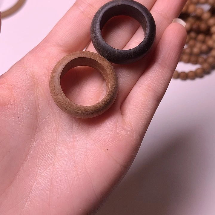 檀香木无事牌檀香戒指一对