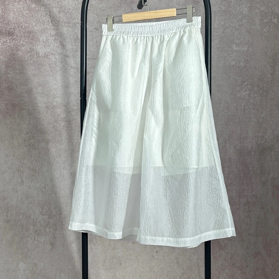 【焕夏墨晨】BF33027白色肌理感阔腿茧型8分裤