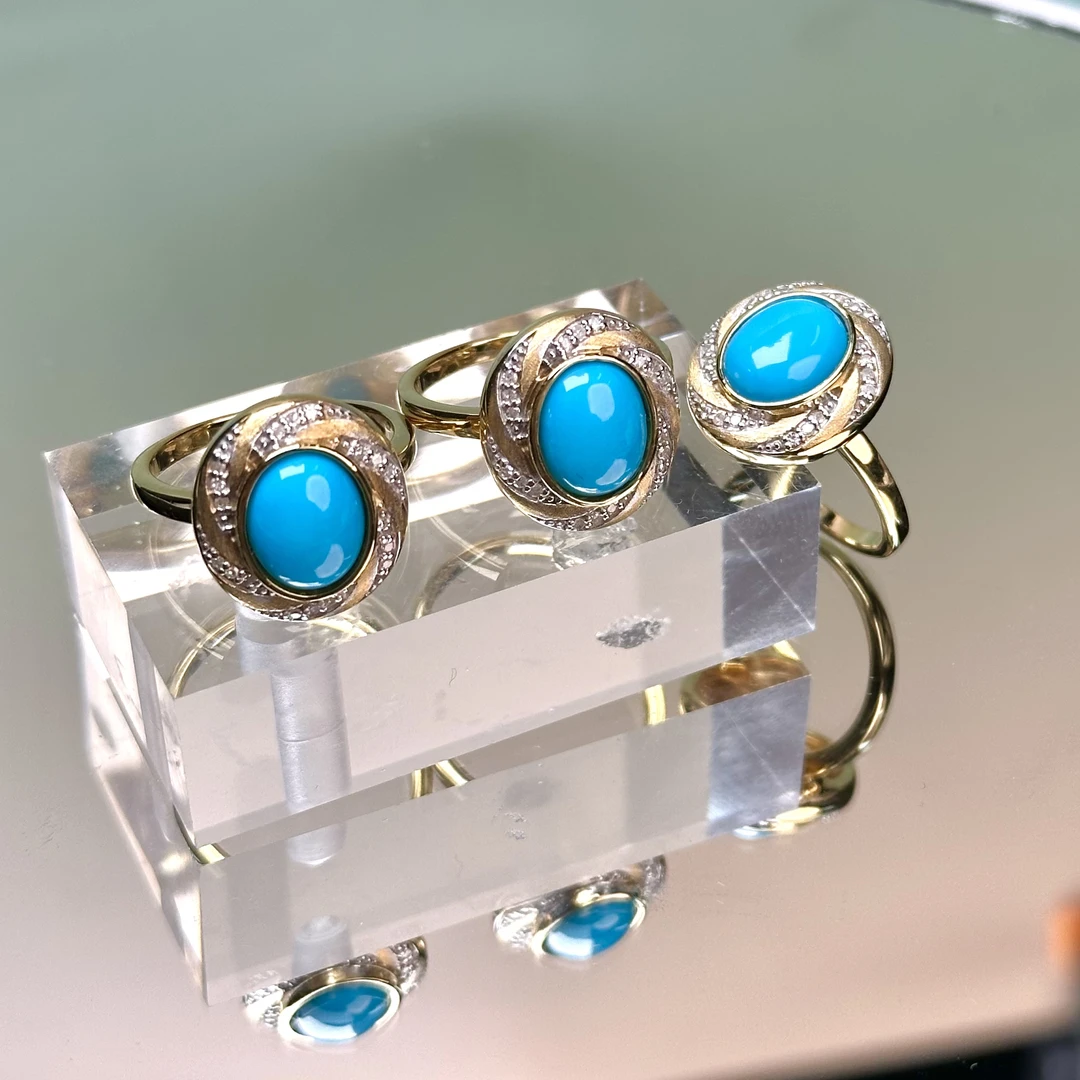 时尚百搭S925银绿松石戒指多样性发其一