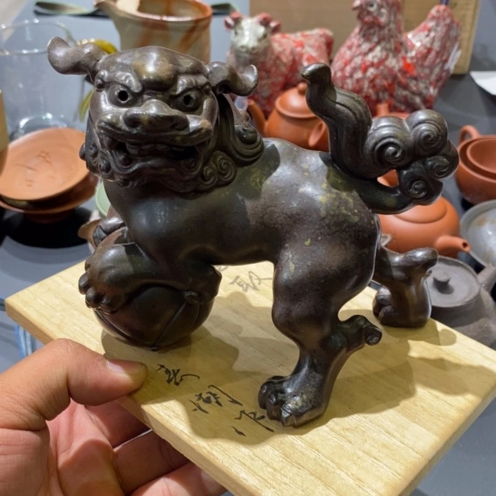 日本备前烧春湖摆件