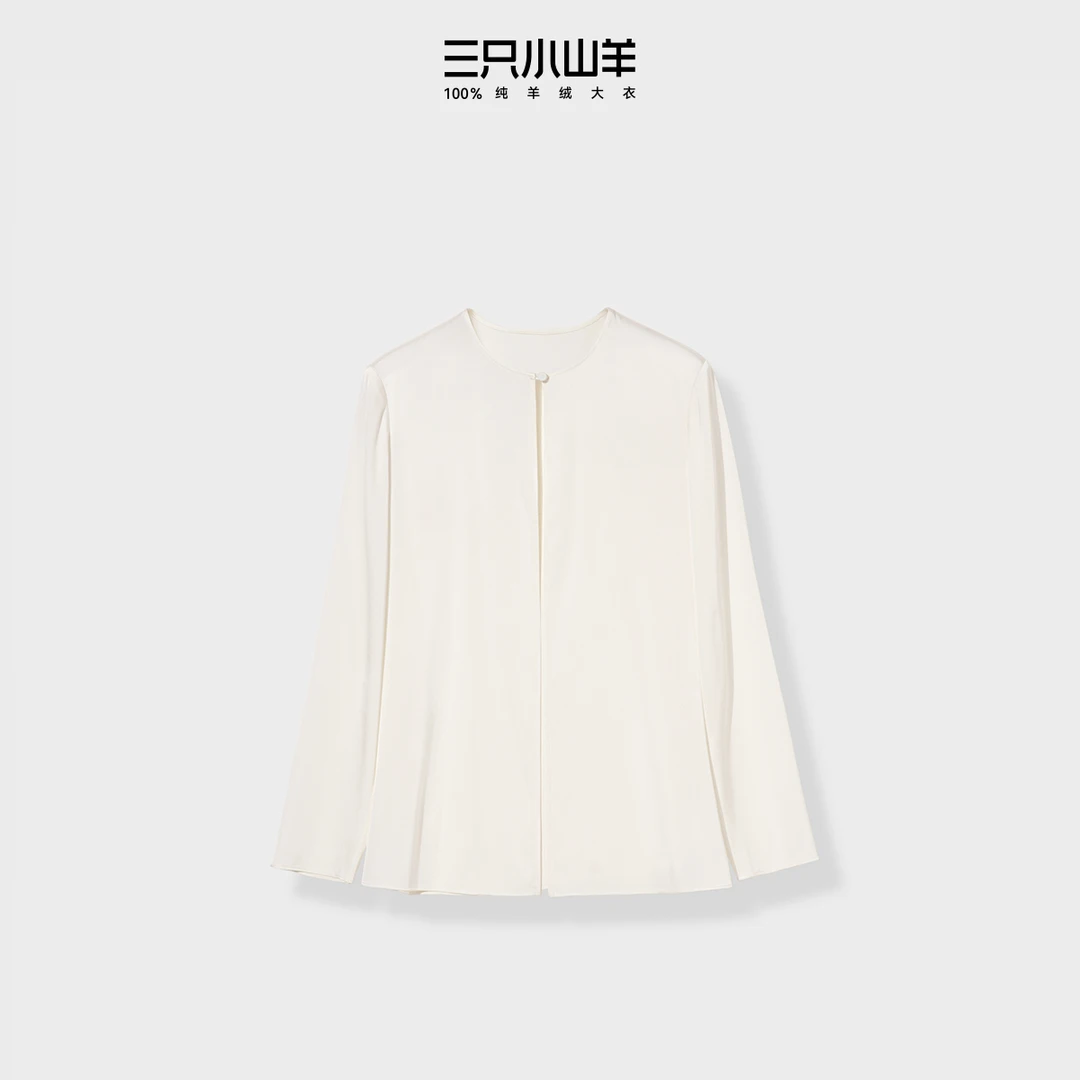 三只小山羊【凤吟衫】圆领28姆米夏季真丝女士衬衫