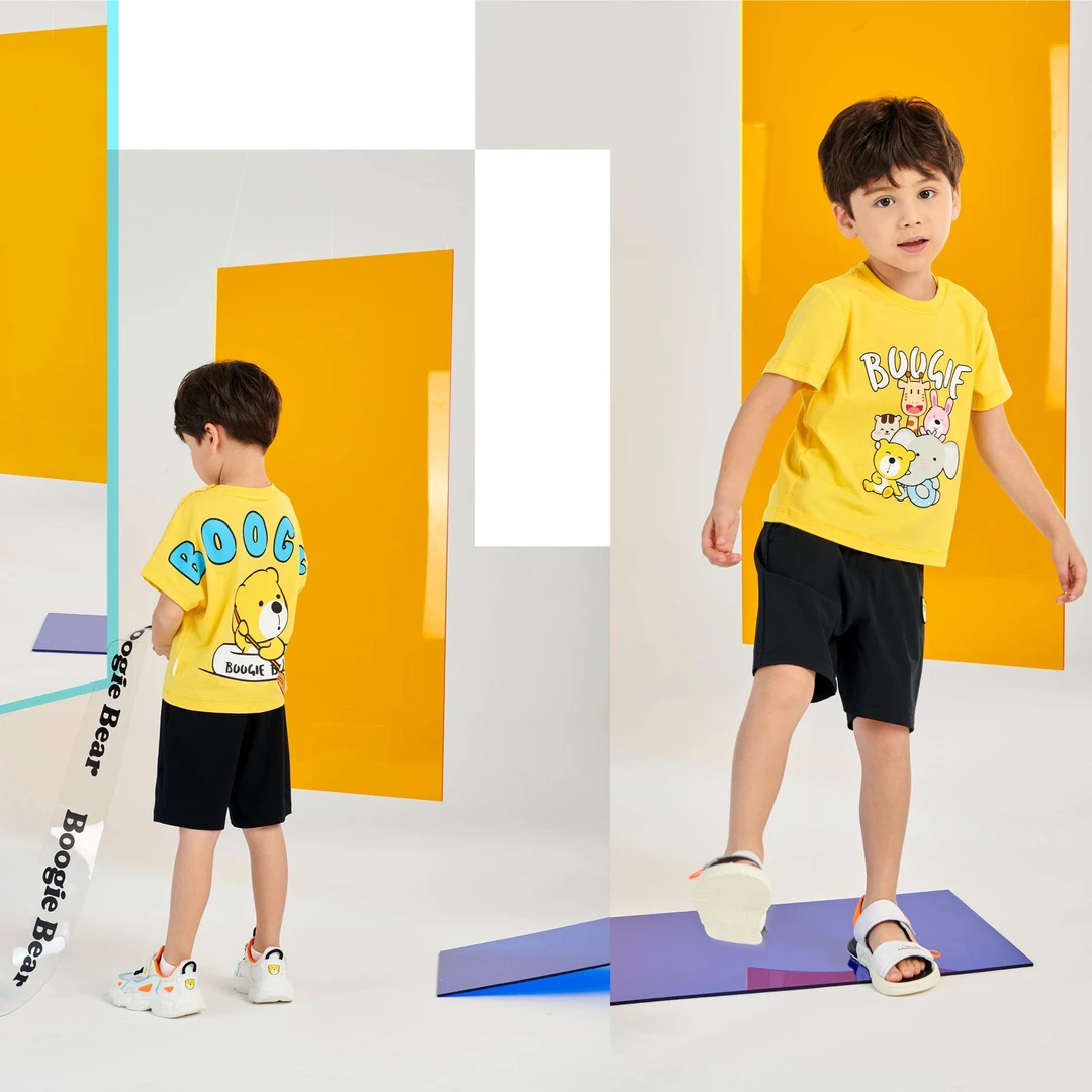 卜吉熊卡通夏季男童女童沙滩玩水日常穿搭软底洞洞拖鞋