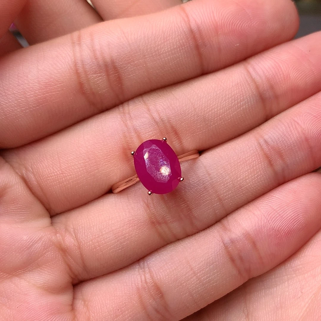 红宝石戒指银S925镶嵌