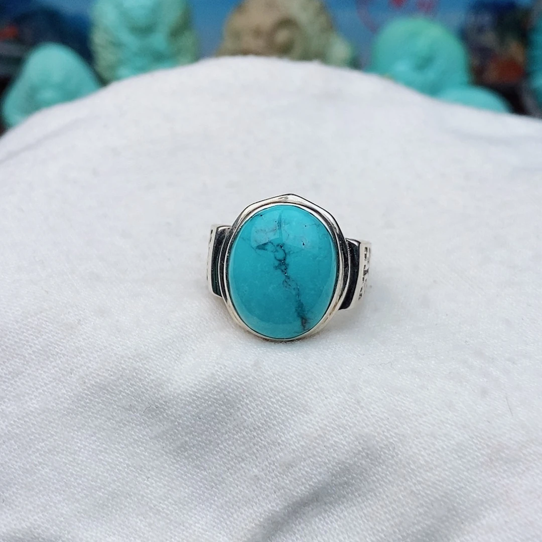 绿松石银S925镶嵌戒指