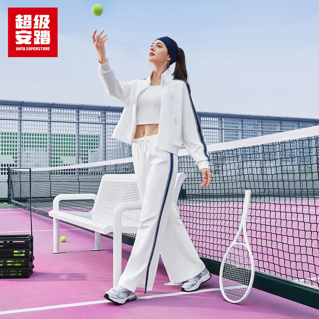 超级运动长裤女士秋季直筒宽松流光风复古撞色条纹百搭休闲裤子
