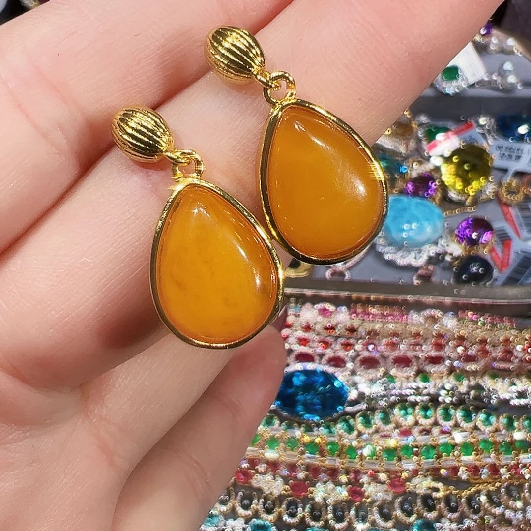 未镶嵌蜜蜡戒指耳钉