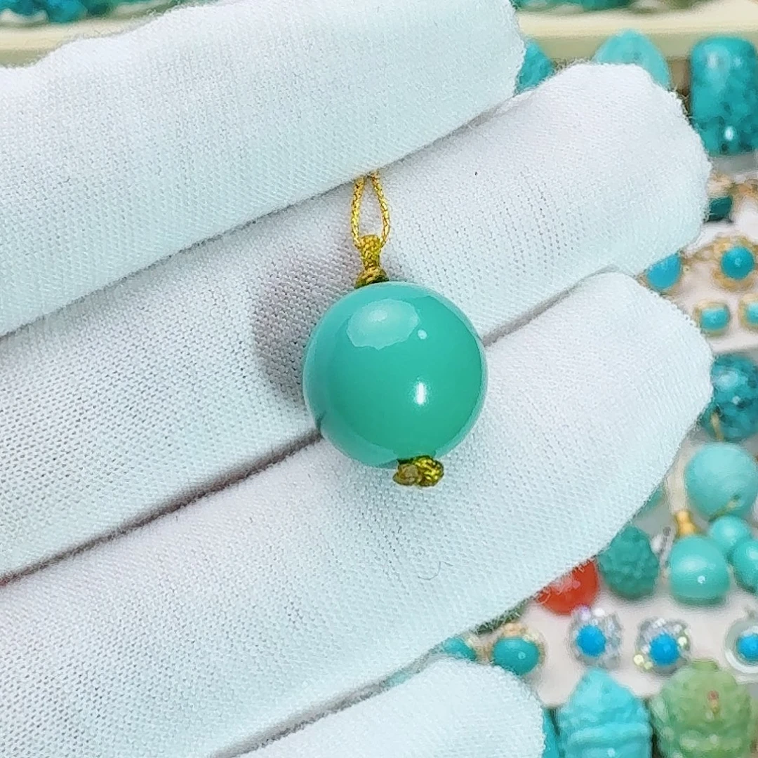 绿松石未镶嵌珠宝奇石精品圆珠12.5