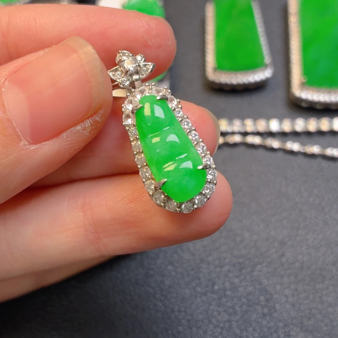 翡翠银S925镶嵌吊坠(不含链)