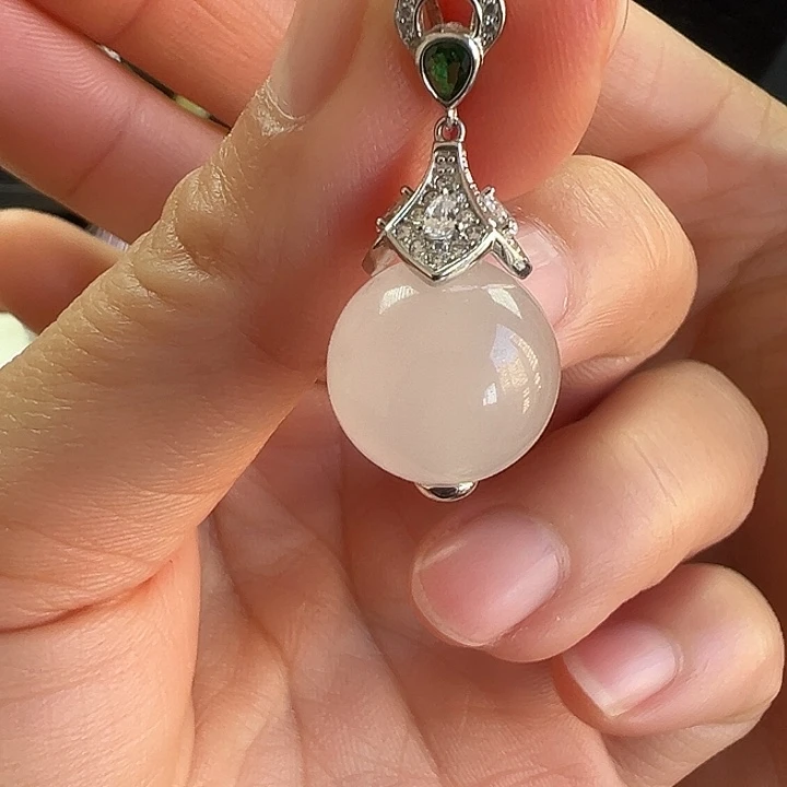 石英质玉银S925镀金镶嵌颈饰