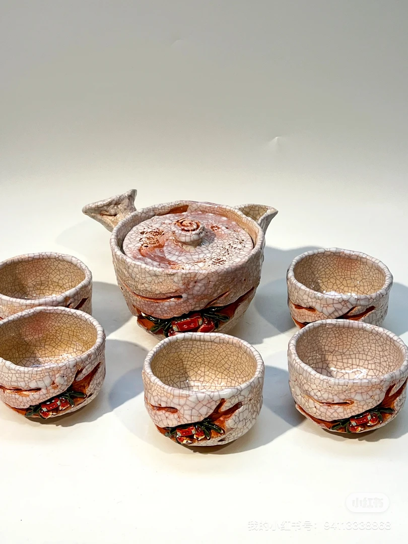 乐山烧螃蟹茶道具全品全新原木贡箱