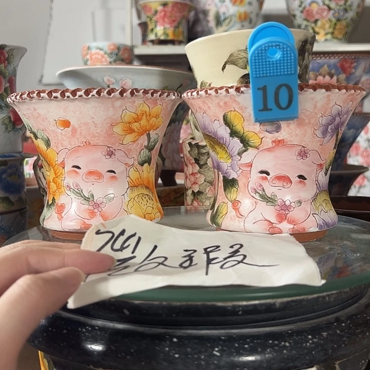 景德镇幸运花盆手绘韩式花盆