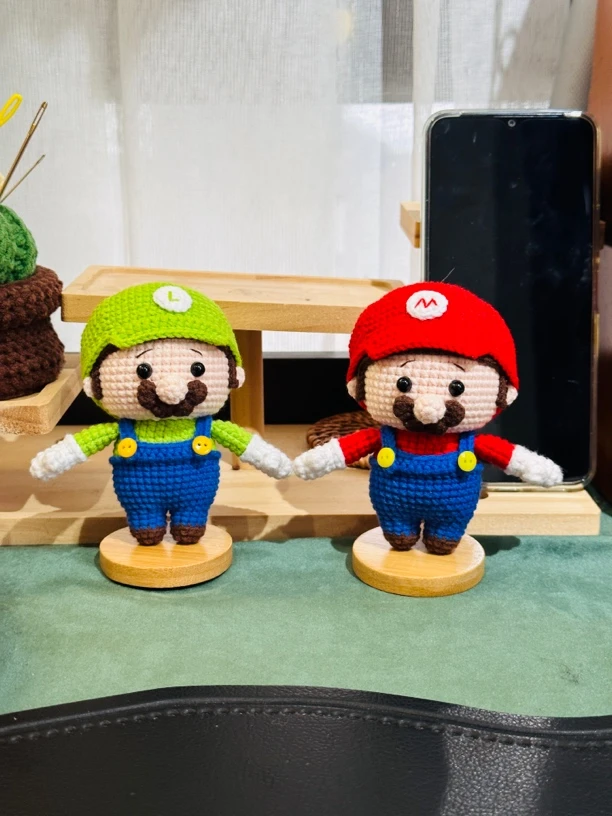 手工毛线钩织超级玛丽马里奥路易基兄弟玩偶摆件装饰车摆毛线成品