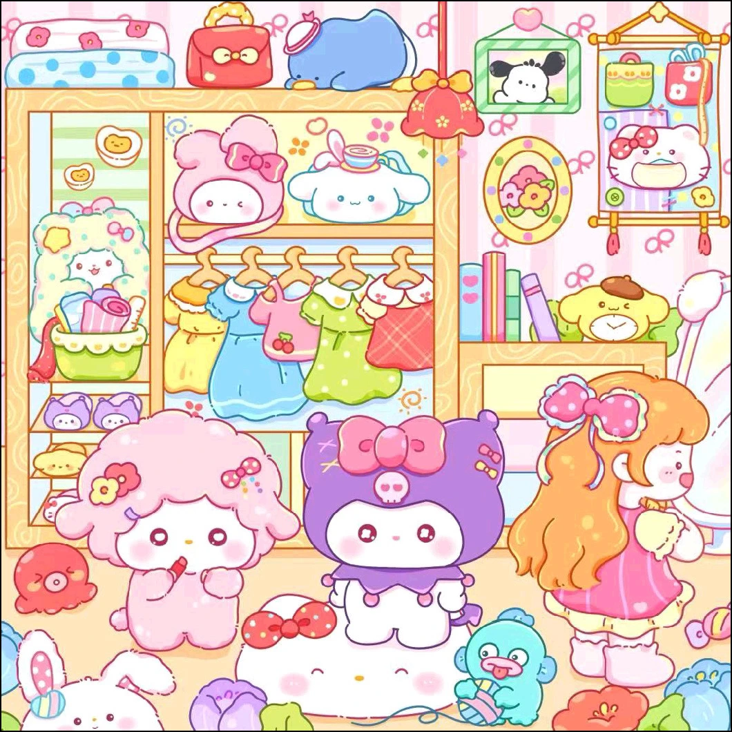 新疆长绒棉*库洛米之家70*70大格十字绣精准印花