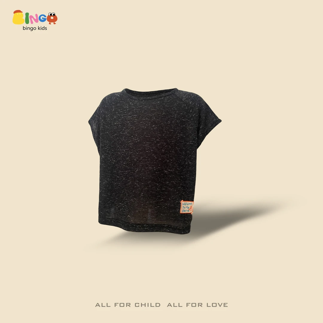 【货号769】儿童夏款韩国麻贴标短袖灰色