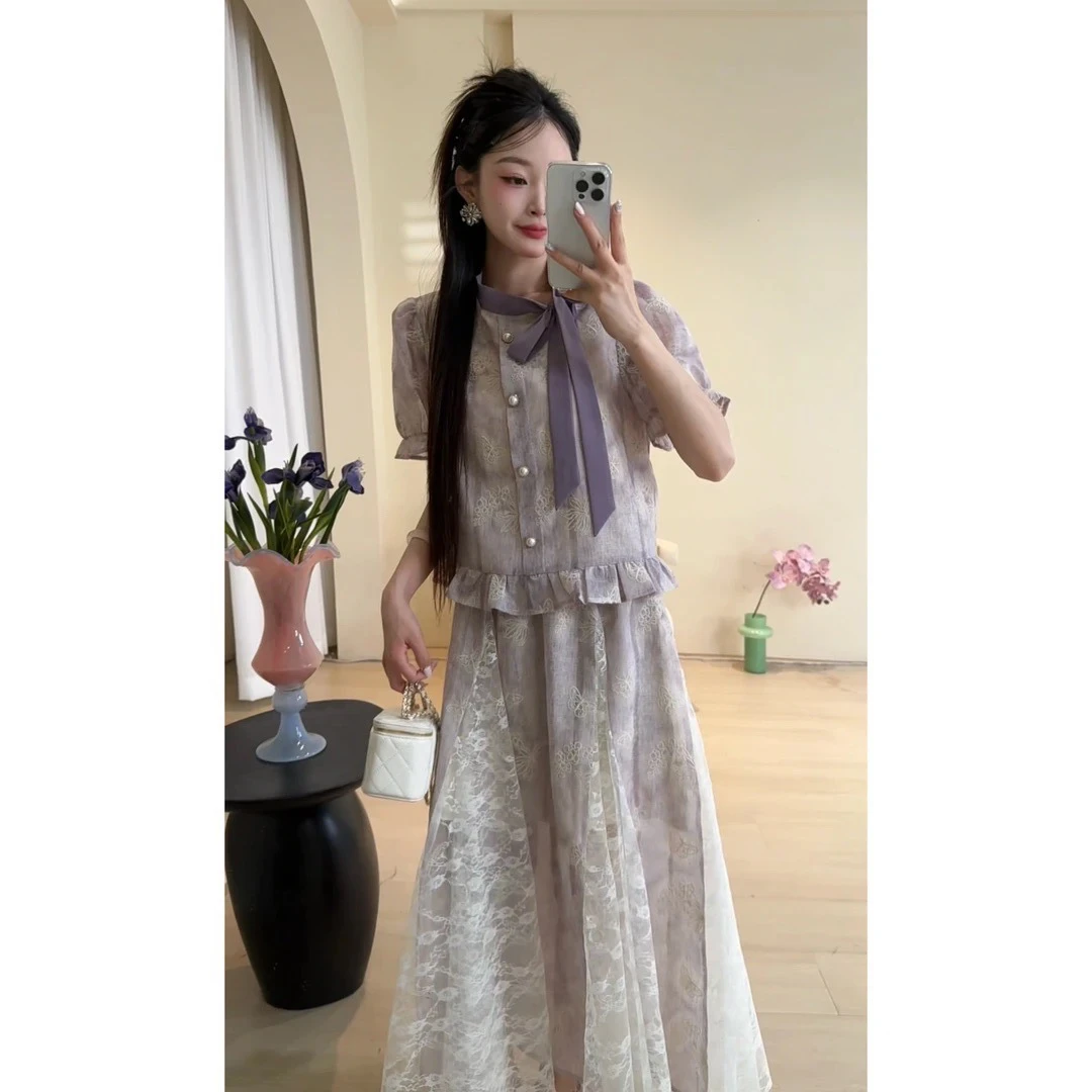 DD【春兰拂晓】套装女设计感轻薄欧若风 夏装上新小众高级感女装