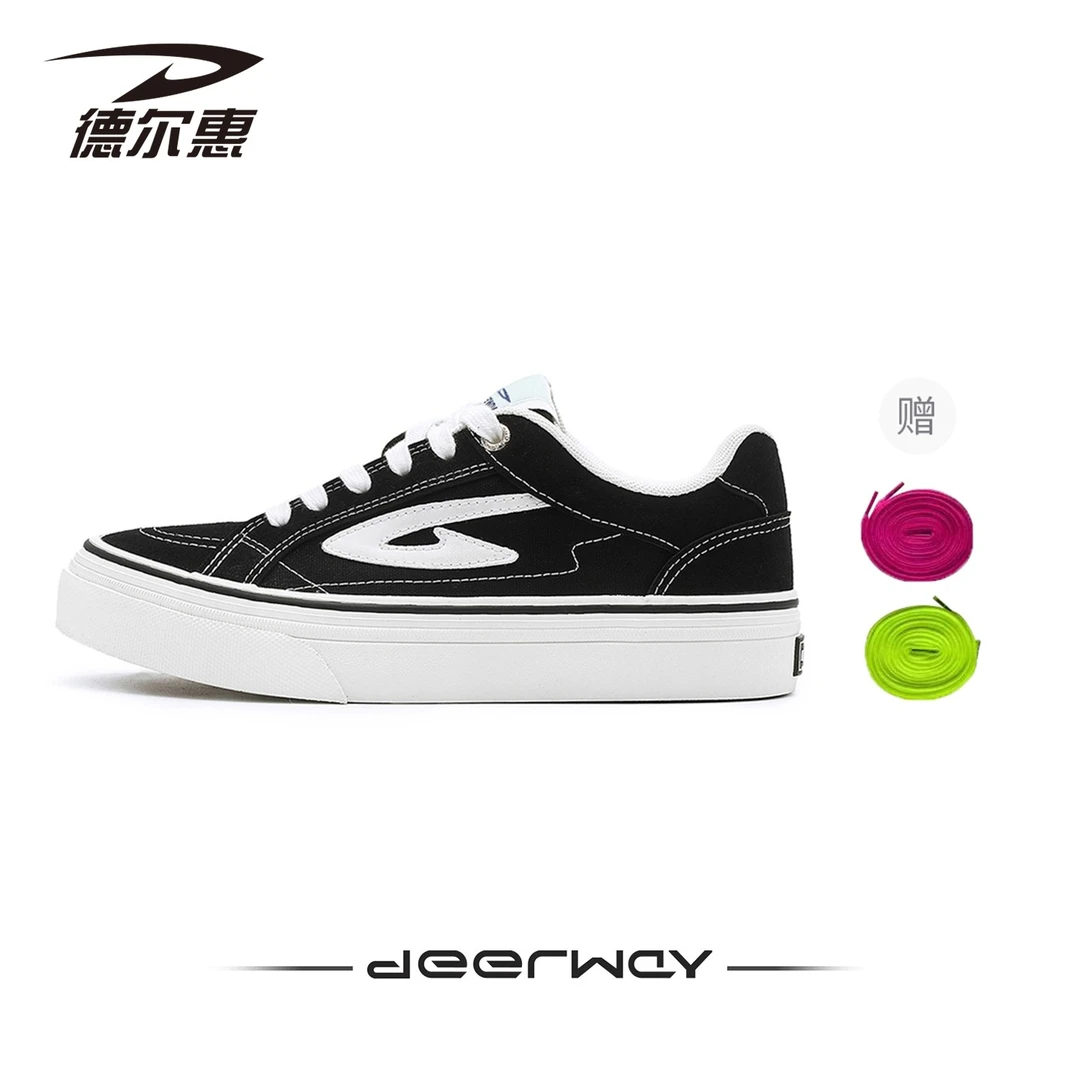 德尔惠女鞋帆布鞋女款2025新款秋季厚底百搭轻便软底运动休闲板鞋