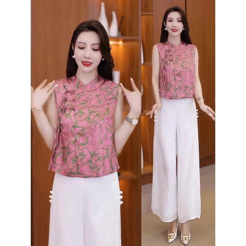 新中式国风休闲时尚衬衫女2025夏季新款洋气百搭短袖提花盘扣上衣