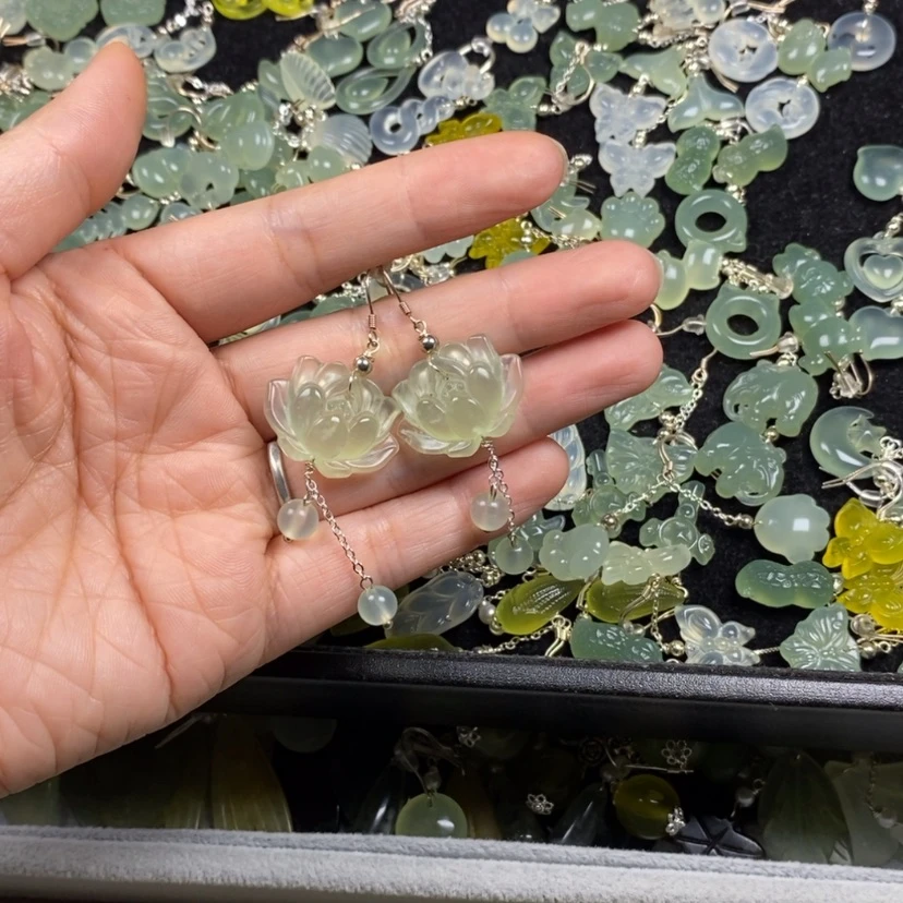 【闪购商品】未镶嵌蛇纹石玉挂件耳饰耳环项链哒****。