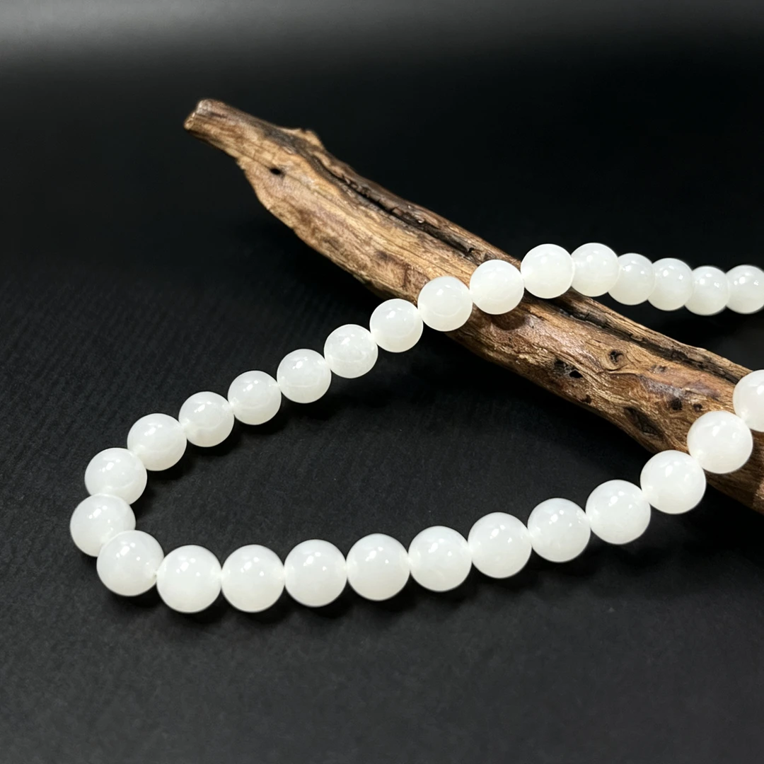 【碧玉尖商董三】和田玉白玉妈妈链约43颗10mm（70014）