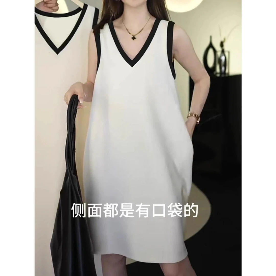 大码女微胖mm300斤风情万种无袖遮肉背心连衣裙宽松显瘦A字裙子夏