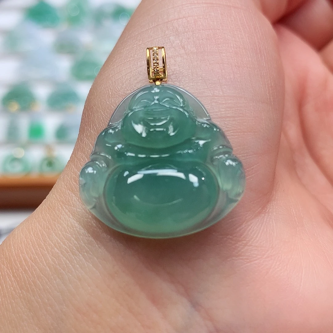 翡翠18K金镶嵌吊坠(赠链)23.2-24.5-5.8