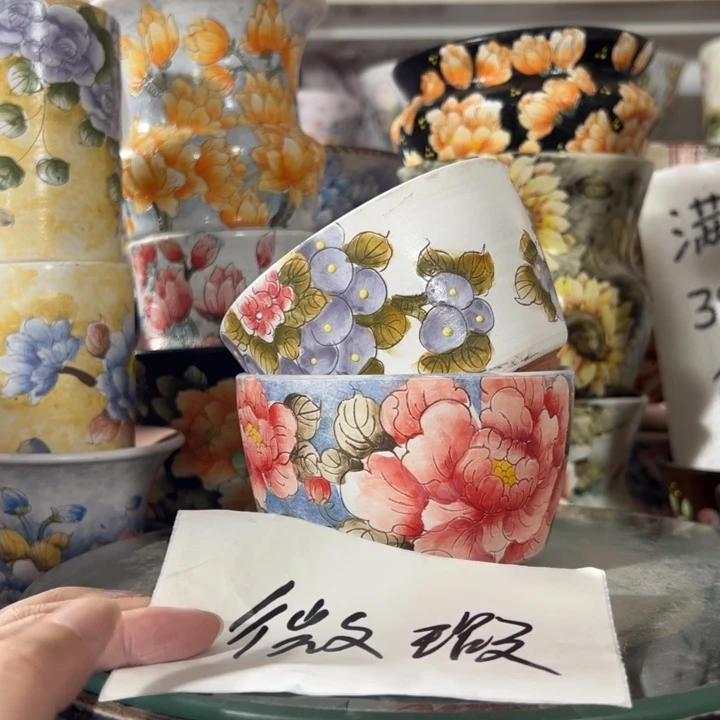 景德镇手绘花盆满38包邮偏远地区除外