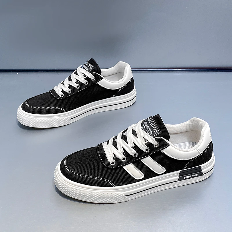 男鞋春季新款韩版厚底男士帆布鞋青年板鞋透气舒适系带休闲鞋潮鞋