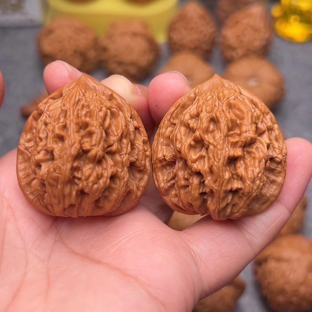 把件文玩核桃38精品桃心麦穗虎头