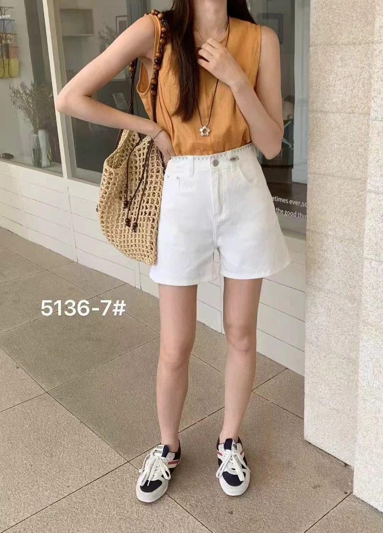 【5136】伊妮儿  夏季A字高腰高弹牛仔短裤 软糯舒适