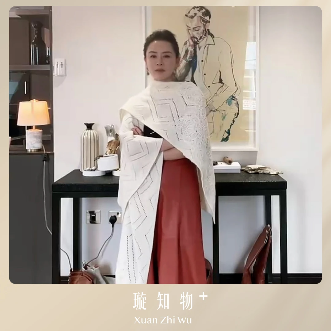 披肩.1OO山羊绒蕾丝款轻奢时尚 王璇原创设计