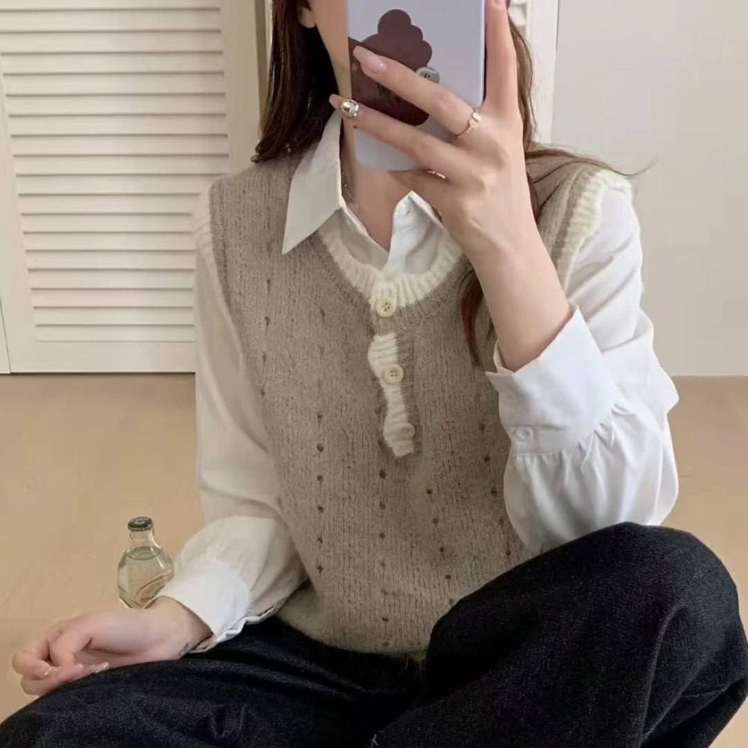 【打底配毛衣马甲】设计师背心高级马甲