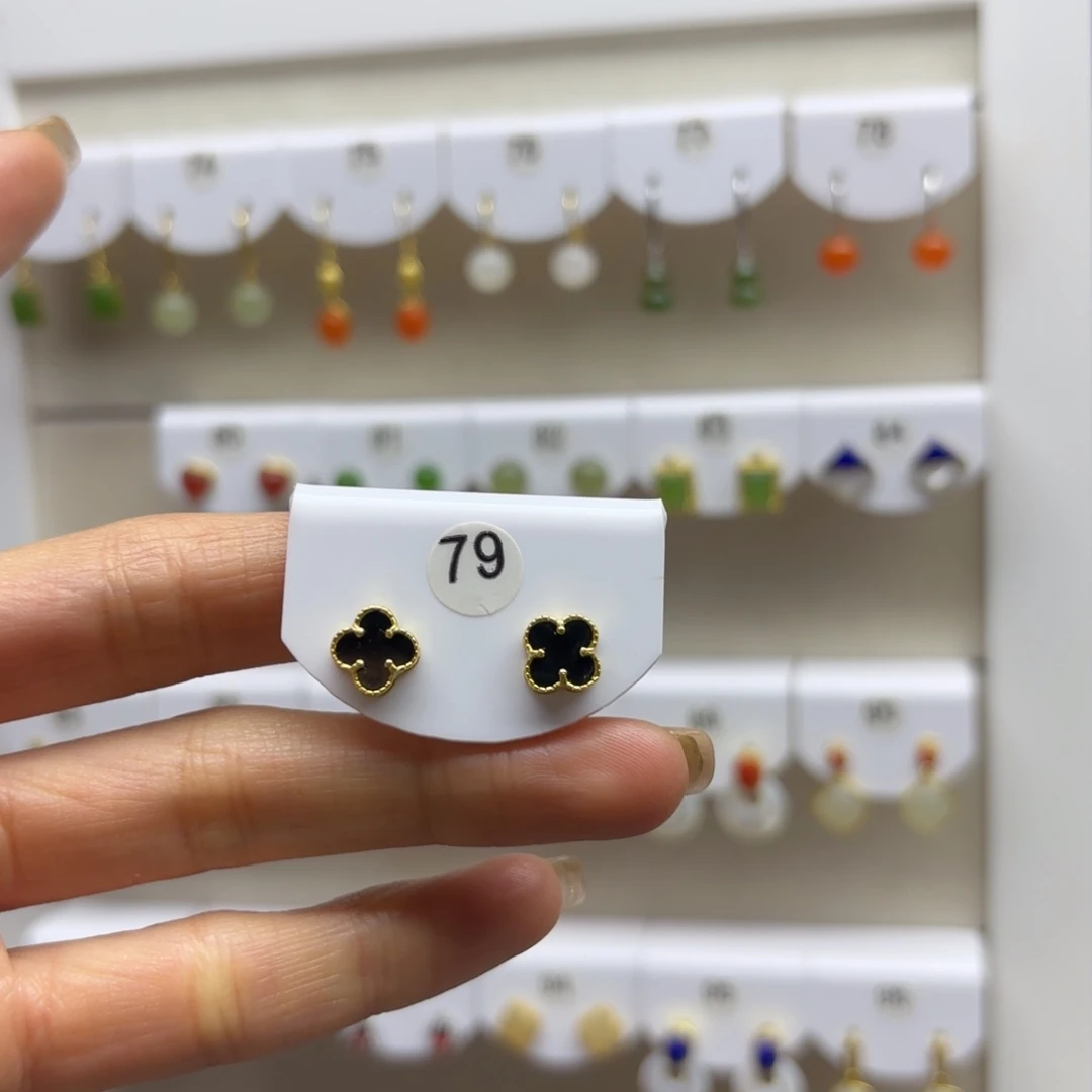 和田玉银S925镶嵌耳饰