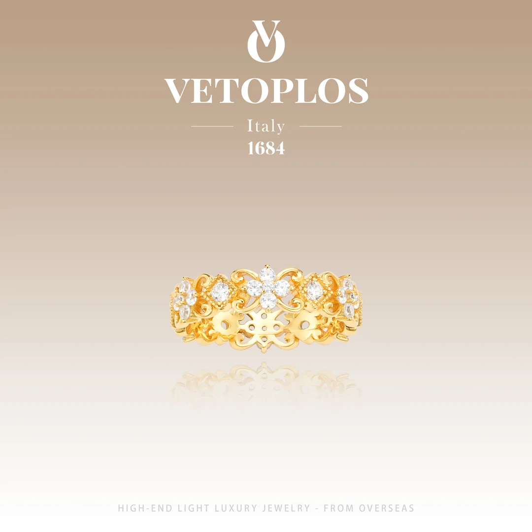 925银戒指 【金遇时代】vetoplos秋冬新款满镶花花戒指F0941