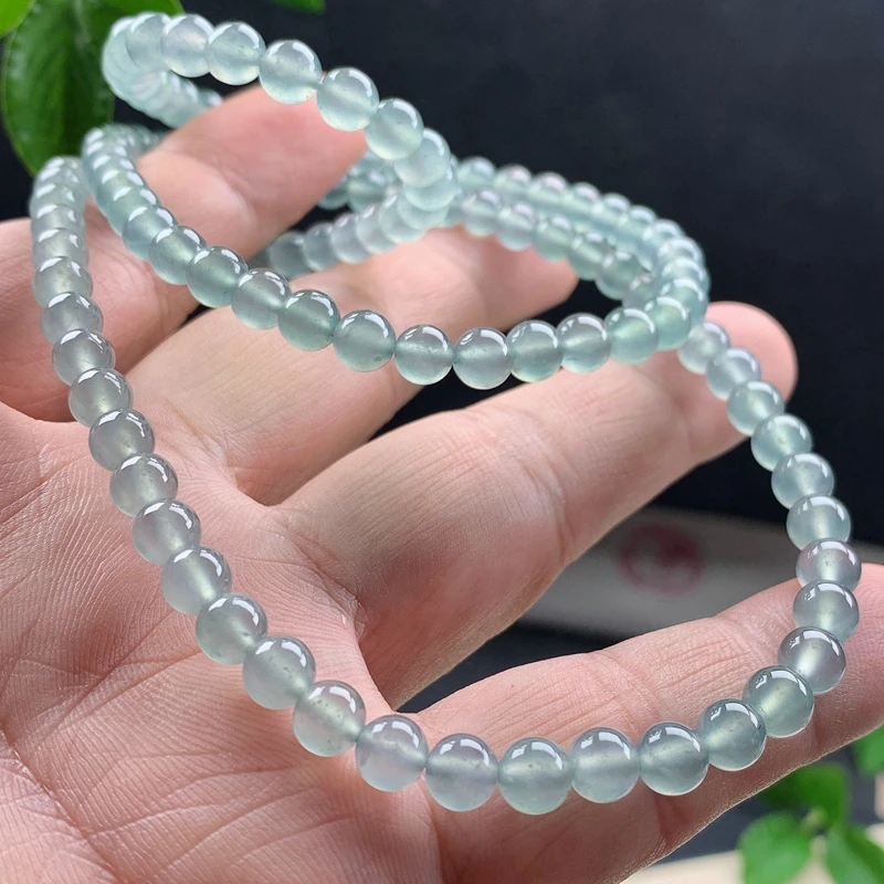 单珠约卡6.1纯天然A货翡翠老种玉器冰种淡色项链手链串送礼女款