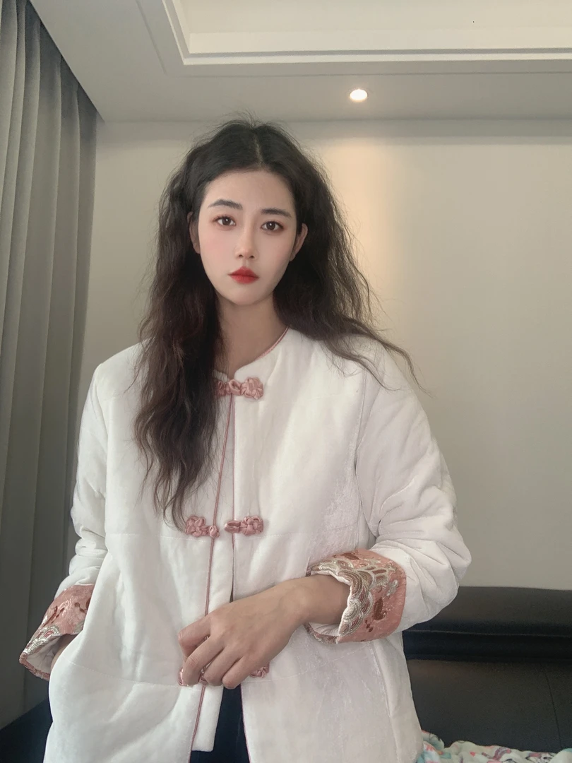 九月   白茉莉    新款冬款新中式国风长袖夹棉外套