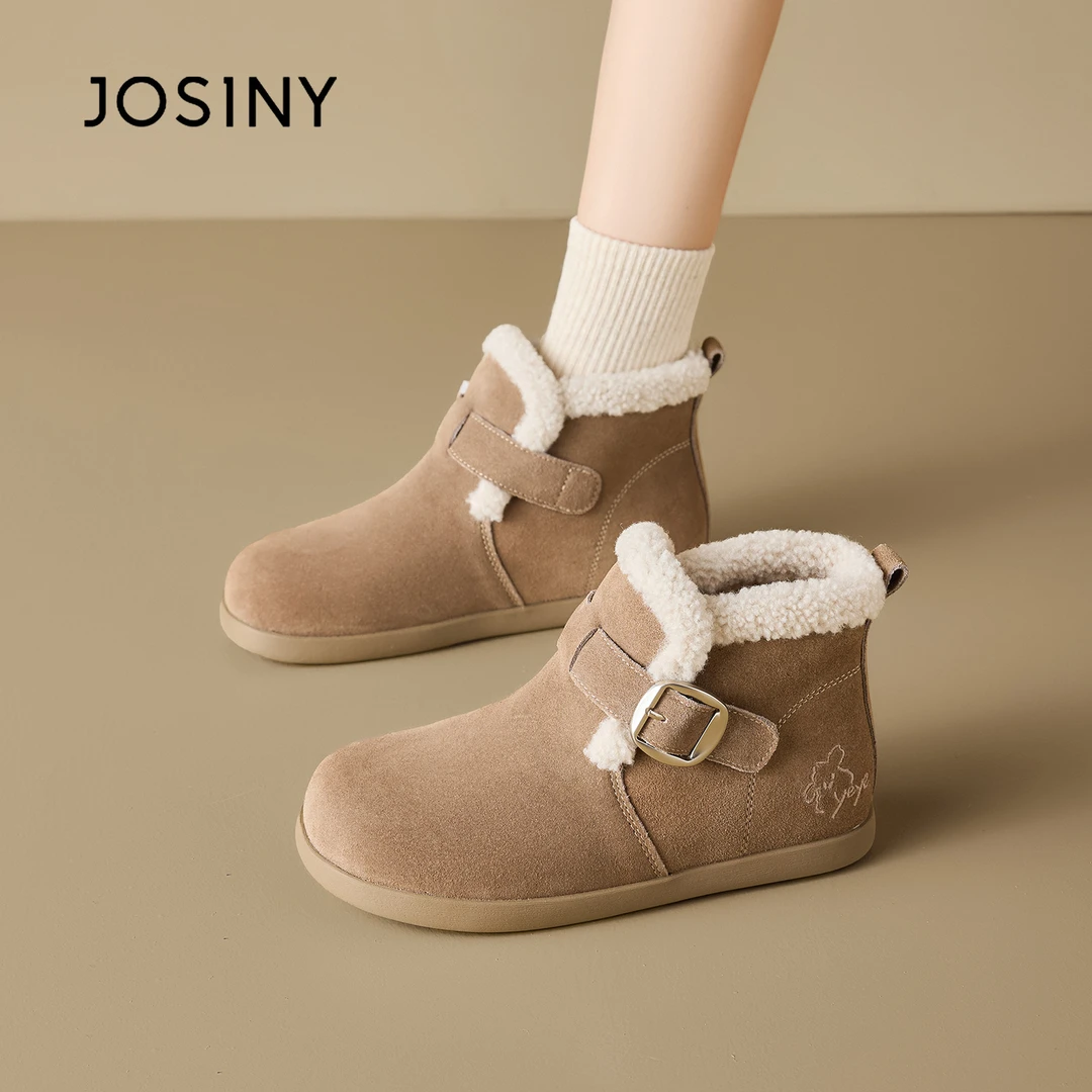 卓诗尼潦草小狗雪地靴女2025新款冬季加厚保暖平底时尚毛茸茸棉鞋